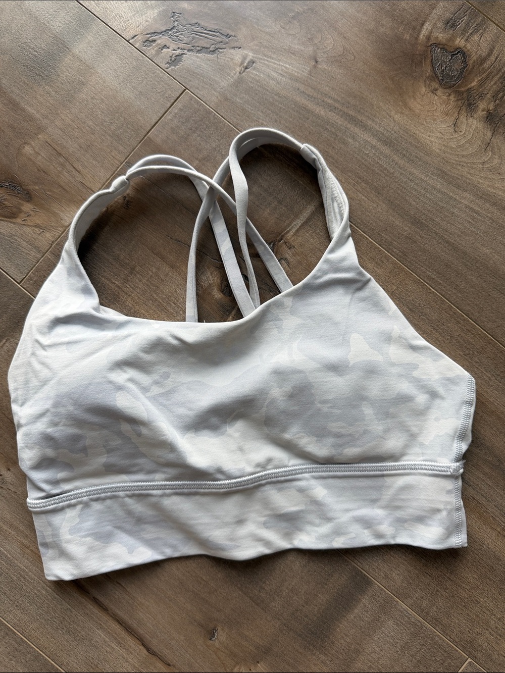 lululemon athletica Light Gray Camo Strappy Sports Bra